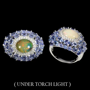 925 Sterling Silver Ring Oval Fire Opal 10x8mm Natural Gemstone Jewelry Size 7.5 - Picture 1 of 13