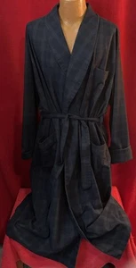 Men’s HART SCHAFFNER MARX Navy Blue Plaid Long Belted Robe Size L/XL - Picture 1 of 5