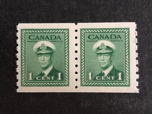 Canada 1943 King George VI War Issue, Scott # 263 Coil Pair, MLH - Lot # 42A15E2 - Picture 1 of 3