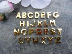 Buchstaben ABC Metall 12 mm Goldfarben Schiebeperlen Beads Halsband Hund Katze