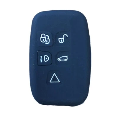 Fit Land Rover Jaguar 5 Buttons Smart Remote Key Fob Silicone Case Cover Black  - Image 1 of 3