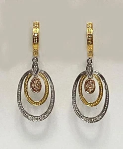 Pendiente para mujer de oro amarillo/blanco/rosa macizo de 14 K con diamantes - Imagen 1 de 5