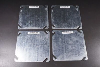 Lote de 4 8752 Raco Hubbell 4" Cubierta Cuadrada Plana en Blanco Nuevo de Lote Antiguo Foto 1 de 4