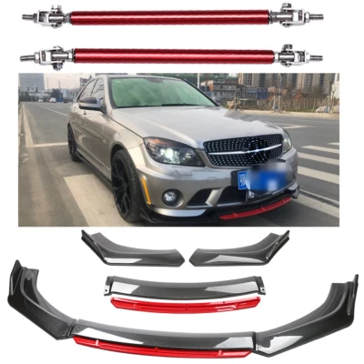 Front Bumper Splitter Spoiler Body Kit Carbon Fiber Rods For Mercedes-Benz - Image 1 of 4