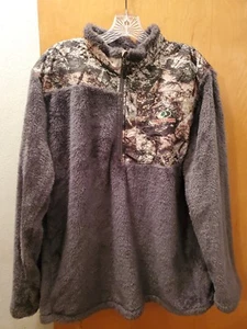 Mossy Oak 1/4 Zip Fleece Logo Pullover Sweater Womens Large Camo Gray         - Picture 1 of 5