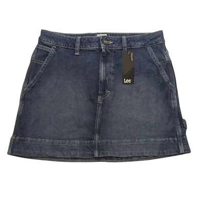 LEE Workwear 牛仔迷你木匠裙女式 6 蓝色牛仔裤实用垃圾桶全新带标签 — 第 1/4 张图片