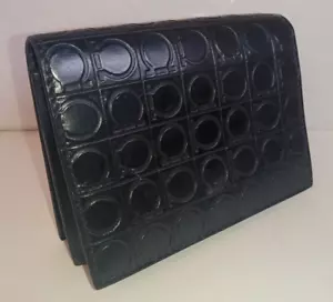 Mini Cartera SALVATORE FERREGAMO Gancini Negra Logo Repujado Uni-sexo Snap Doble Pliegue - Imagen 1 de 17