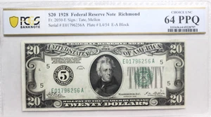 1928 $20 Dollars FRN RICHMOND, Numerical Seal, PCGS 64 PPQ Fr 2050-E BEAUTIFUL - Picture 1 of 4