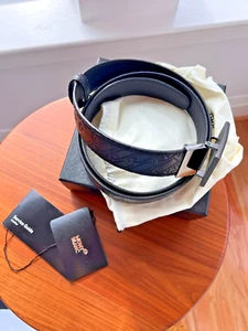 New Montblanc 35 mm black leather belt - Picture 1 of 4