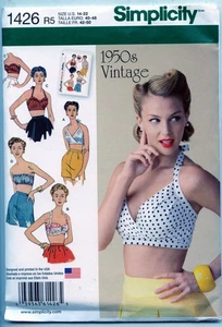 Vintage 1950s Bra/Halter Tops - Repro Simplicity Sewing Pattern - 2014 -sz 14-22 - Imagen 1 de 2