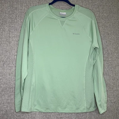 Camisa Columbia Mint Green Omni Wick Cooling Tech manga longa uso ativo tamanho G - Imagem 1 de 4