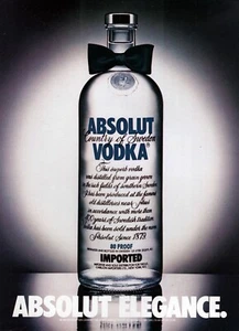 Absolut vodka 1985 ""Absolut Elegance"" anuncio original impreso en color - Imagen 1 de 1