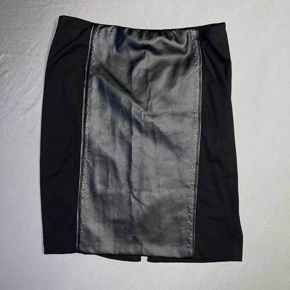 VALERIE STEVENS Size 14 Womens Stretchy Vinyl Black Skirt Faux Leather -65 - Image 1 of 4