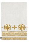 New Martex Snowflake Medallion Bath Towel White & Gold 27in x 52 in MSRP:$40.00