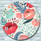Glass Wall Clock Round fi 30 Red Poppy and Floral Poppies Print Decor Home 