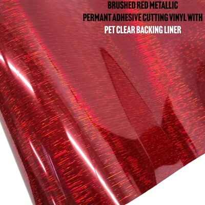Gloss Brushed Red Holographic Permanent Adhesive Cutting Vinyl Decal Sticker - Image 1 of 4