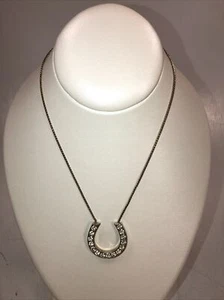 Gold tone Good Luck horseshoe necklace, metal cowgirl - Picture 1 of 5