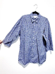 COMME DES GARCONS blouse L Made in France blue plaid with black paisley print - Bild 1 von 12