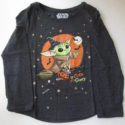 Футболка с длинным рукавом Star Wars Halloween Grogu Baby Yoda для девочек размер 4 детский - Изображение 1 из 4