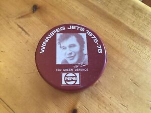 1975-76 WINNIPEG JETS WHA PEPSI TED VERT BILTRITE VINTAGE RONDELLE ROUGE