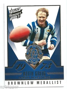 2015 Select Honours 2 Brownlow Gallery (BG76) Keith GRIEG North Melbourne - Picture 1 of 1