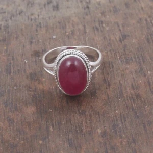 Pink Ruby Oval Gemstone 925 Sterling Silver Women's Ring Handmade Jewelry Gift's - Picture 1 of 10
