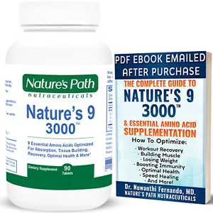 Nature's 9 3000 Essential Amino Branch Chain Acids EAA 90 Tablets Natural Energy - Picture 1 of 9