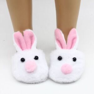 Cute Baby Dolls Rabbit Doll Shoes White Bunny Slippers For 18" Doll|18inch 43cm