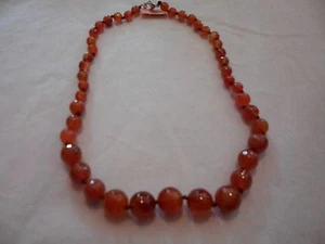 Roter Achat Perlen Halskette mit Karabinerverschluss - 20" - 151,00 Karat - Bild 1 von 4