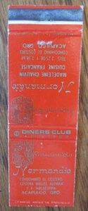 ACAPULCO, MEXICO MATCHBOOK MATCHCOVER: NORMANDIE RESTAURANT BAR -F - Picture 1 of 1