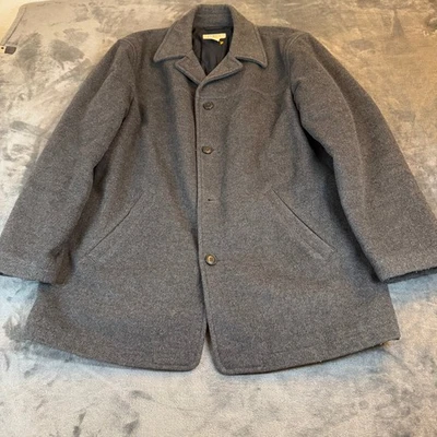 J. Abrigo de coche Crew mezcla de lana gris oscuro botón delantero acolchado forrado para hombre mediano Foto 1 de 4