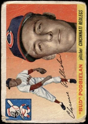 1955 TOPPS BUD PODBIELAN 153 POOR BASEBALL CINCINNATI REDLEGS - Image 1 of 2