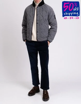 RRP€730 RAG & BONE Quilted Shield Jacket Size S Grey Wool Blend Sherpa Collar - Image 1 of 4