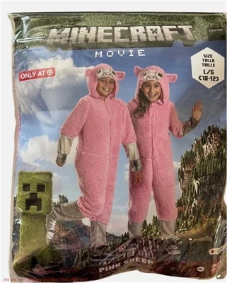 Kids' Minecraft Movie Sheep Classic Costume Jumpsuit Pink 10-12 - Image 1 of 4