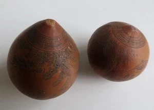 2 Rare Old Huge Carved Nuts Scholars under Trees Couple Landscape Desktop object - Picture 1 of 18