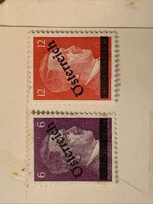Set of 2 German 1945 Stamps With Osterreich (Austria) Overprint OG F/VF LH - Image 1 of 2