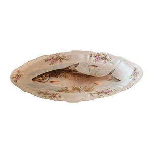 Antiguo plato de pescado de porcelana Carlsbad L Straus and Sons LS&S Austria 21" - Imagen 1 de 11