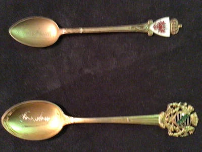 2 alte Teelöffel Silber vergoldet mit Stadtwappen Stadtnamen Innsbruck , Dresden - Bild 1 von 4