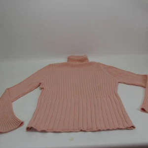 J Jill Womens Turtleneck Sweater  Long Sleeve Cotton Ribbed  Pink XL - Picture 1 of 7