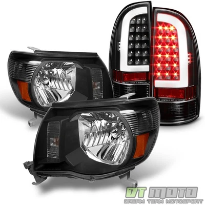 Faros de repuesto para Toyota Tacoma 2005-2011 negros + tubo de luz LED lámpara trasera Foto 1 de 4