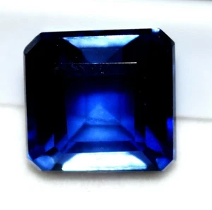 11 Cts Natural Blue Sapphire Emerald Shape Certified Gemstone - Foto 1 di 4
