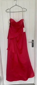 Vestido Alfred Angelo Granada Rojo Satinado Baile de graduación Dama de honor Muestra Talla 12 PVP £189 - Imagen 1 de 16