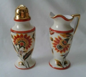 Vintage Muffineer Noritake Art Deco Sugar Shaker and Creamer set cream jug - Picture 1 of 7