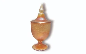 VTG Imperial Glass Marigold Carnival Crackle Glass Footed Covered Candy dish - Picture 1 of 11