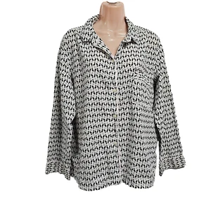 Victoria Secret Pajama Set Women Size L White/Black Cats Cotton - Picture 1 of 21