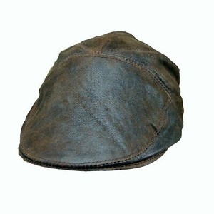 Real Leather Ivy Cap Distressed Leather Gatsby Newsboy Brown  Flat Cap/ Hat