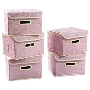Foldable Storage Boxes With Lids 5pack Fabric Decorative Storage Bins Cubes Or - Picture 1 of 6