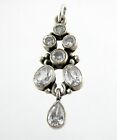 Sterling Silver White Cubic Zirconia Cluster Pendant Charm 925 5.5g CZ 1.5 Inch