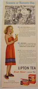 1947 Lipton Tea June Haver & Coy Amelia Bingham Print Ad - Picture 1 of 1