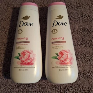 2Pk Dove Renewing Peony & Rose Oil Body Wash 20 fl oz 24HR Renewing Moisture - Picture 1 of 7